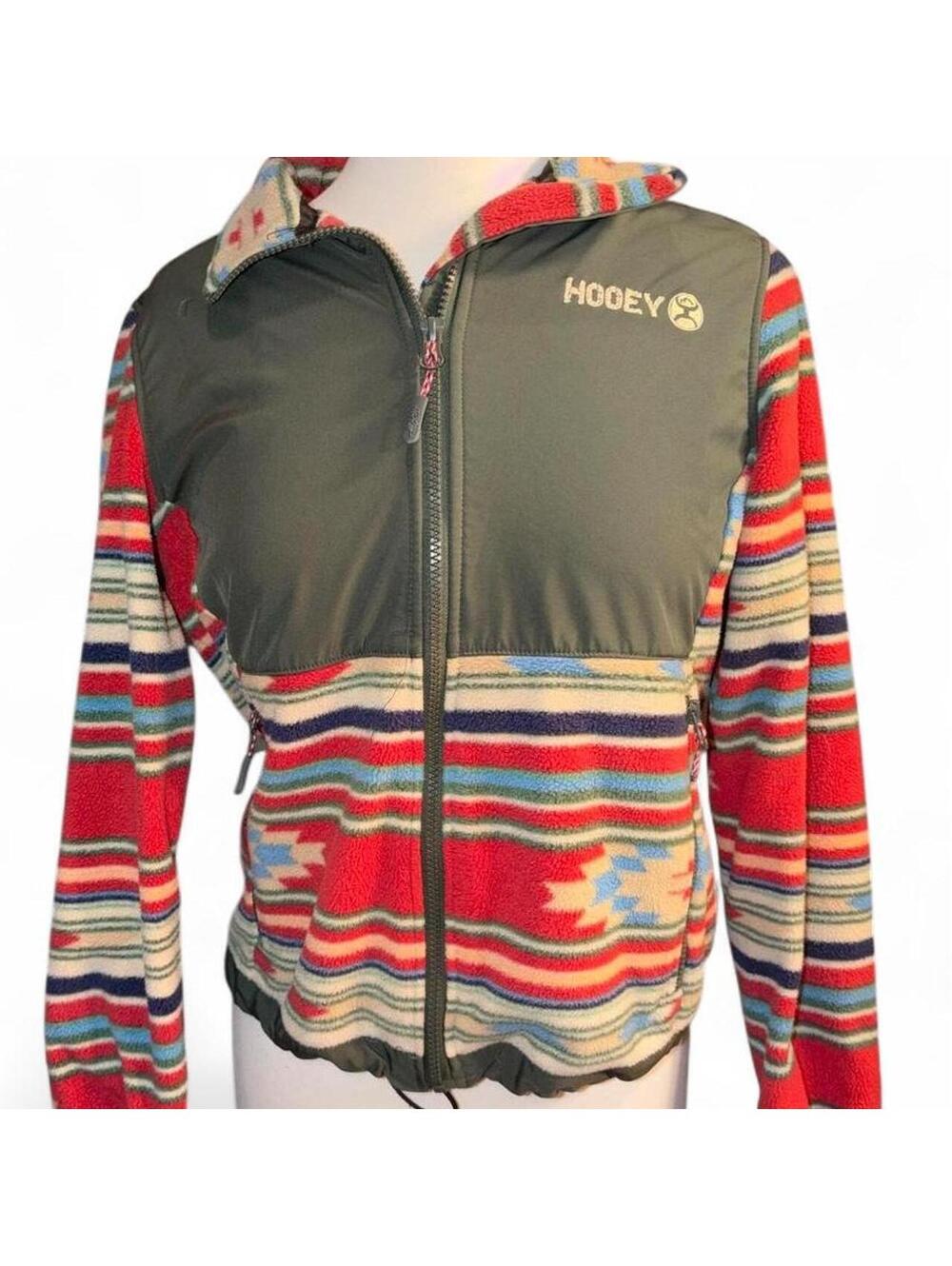 Hooey Men's Tech Fleece Full-Zip Jacket Aztec Olive Green Geometric - Size Small